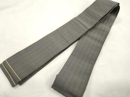 平和屋着物●男性　綴れ　角帯　幾何学文　灰汁色　正絹　逸品　CABN3912dy