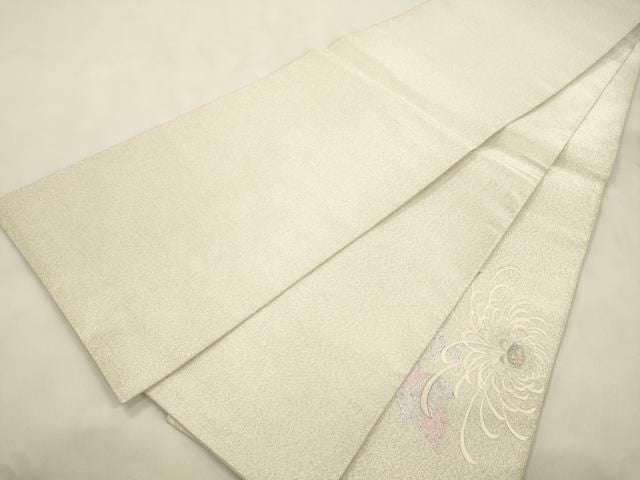 平和屋着物●綴れ　太鼓柄袋帯　刺繍　乱菊　銀彩　正絹　逸品　CABN3930dy