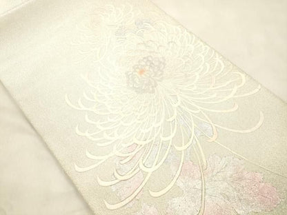 平和屋着物●綴れ　太鼓柄袋帯　刺繍　乱菊　銀彩　正絹　逸品　CABN3930dy