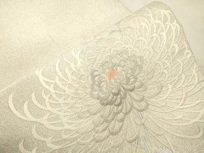 平和屋着物●綴れ　太鼓柄袋帯　刺繍　乱菊　銀彩　正絹　逸品　CABN3930dy