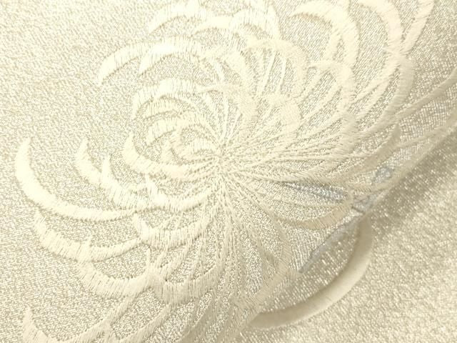 平和屋着物●綴れ　太鼓柄袋帯　刺繍　乱菊　銀彩　正絹　逸品　CABN3930dy