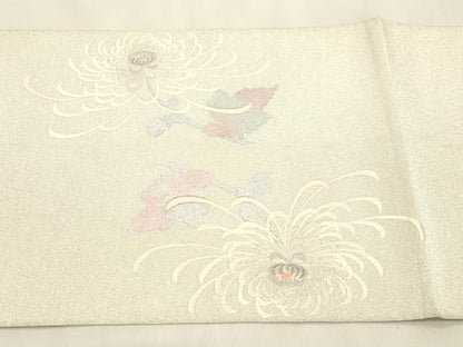 平和屋着物●綴れ　太鼓柄袋帯　刺繍　乱菊　銀彩　正絹　逸品　CABN3930dy