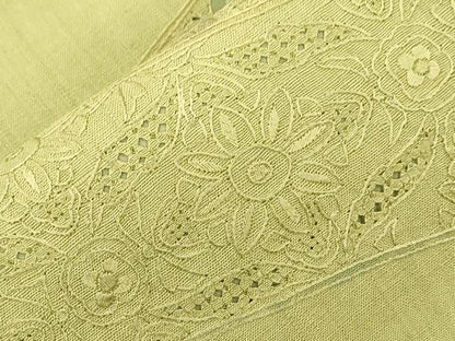 平和屋着物●中国三大刺繍　スワトウ刺繍　相良刺繍　総刺繍　太鼓柄袋帯　紬地　花鳥文　正絹　逸品　CABN3932dy