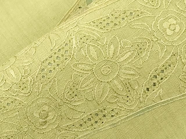 平和屋着物●中国三大刺繍　スワトウ刺繍　相良刺繍　総刺繍　太鼓柄袋帯　紬地　花鳥文　正絹　逸品　CABN3932dy