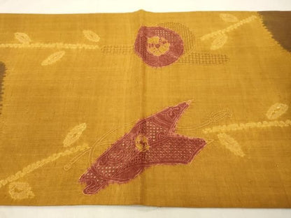平和屋着物●中国三大刺繍　スワトウ刺繍　総刺繍　太鼓柄袋帯　絞り　紬地　草花文　正絹　逸品　CABN3933dy