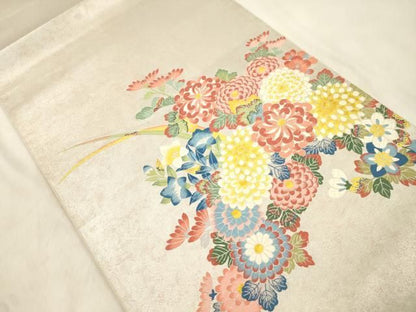 平和屋着物●太鼓柄袋帯　唐織　草花文　正絹　逸品　CABN3937dy