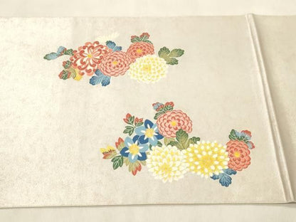 平和屋着物●太鼓柄袋帯　唐織　草花文　正絹　逸品　CABN3937dy