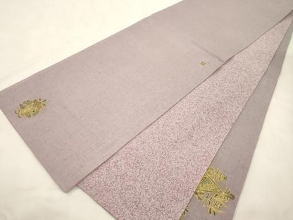 平和屋着物●太鼓柄袋帯　作家物　草花文　金彩　正絹　逸品　CABN3939dy