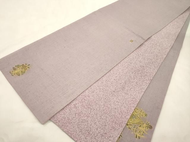 平和屋着物●太鼓柄袋帯　作家物　草花文　金彩　正絹　逸品　CABN3939dy