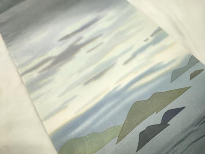 平和屋着物●染色作家　青野保夫　両面　太鼓柄袋帯　霞文　正絹　逸品　CABN3945dy