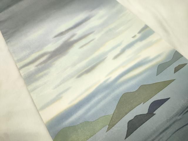 平和屋着物●染色作家　青野保夫　両面　太鼓柄袋帯　霞文　正絹　逸品　CABN3945dy
