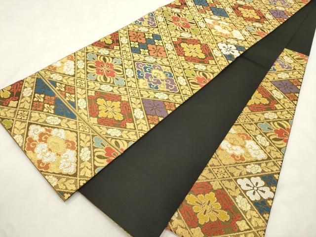 平和屋着物●西陣　川島織物　六通柄　本袋帯　菱花文　金糸　正絹　逸品　CABN3955dy