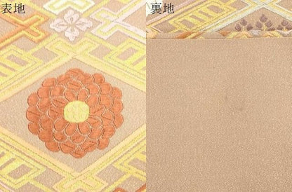 平和屋着物●綴れ　六通柄袋帯　唐織　桐花文　金糸　正絹　逸品　CABN3964dy