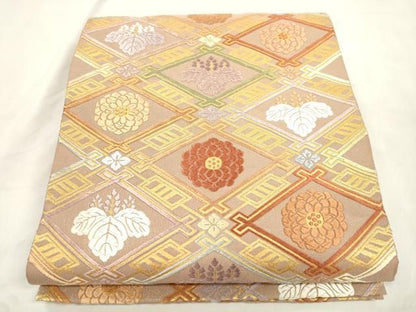 平和屋着物●綴れ　六通柄袋帯　唐織　桐花文　金糸　正絹　逸品　CABN3964dy