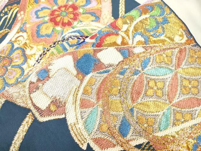 平和屋着物●西陣　環美術織物　本袋帯　六通柄　麗華蒔絵文　金銀糸　正絹　逸品　CABN3967dy