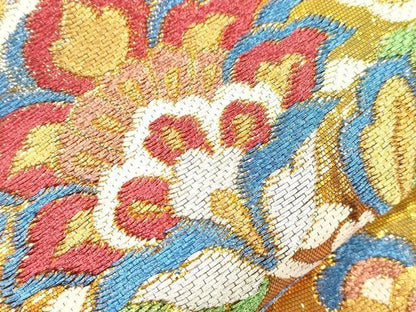 平和屋着物●西陣　環美術織物　本袋帯　六通柄　麗華蒔絵文　金銀糸　正絹　逸品　CABN3967dy