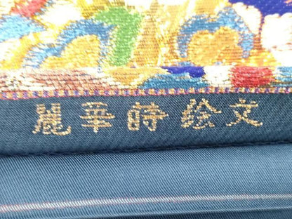 平和屋着物●西陣　環美術織物　本袋帯　六通柄　麗華蒔絵文　金銀糸　正絹　逸品　CABN3967dy