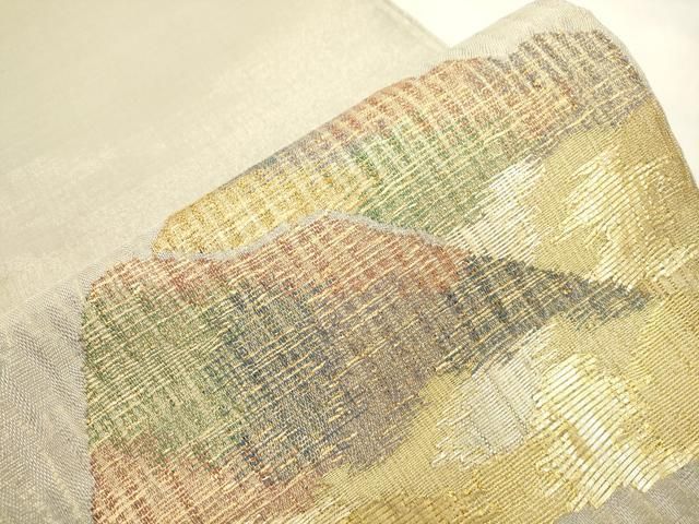 平和屋着物●太鼓柄袋帯　遠山文　金糸　正絹　逸品　未使用　CABN3970dy