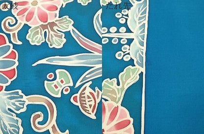 平和屋着物●九寸名古屋帯　ろうけつ染め　草花文　正絹　逸品　CABN3991dy