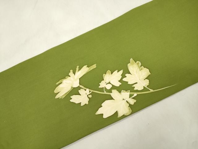 平和屋着物●加賀友禅の巨匠　初代　由水十久　塩瀬　九寸名古屋帯　ろうけつ染め　草花文　正絹　逸品　CABN3994dy