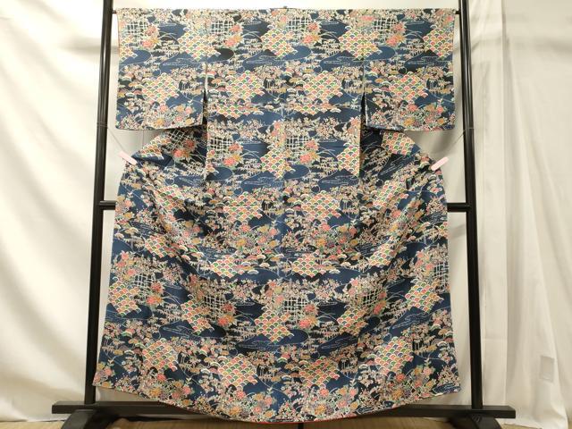 平和屋着物■上質な小紋　草華青海波　暈し染め　鬼しぼ縮緬　正絹　逸品　未使用　CABN4403oy