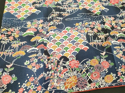 平和屋着物■上質な小紋　草華青海波　暈し染め　鬼しぼ縮緬　正絹　逸品　未使用　CABN4403oy