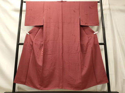 平和屋着物■上質な色無地　流線舞葉文　今様色　正絹　逸品　CABN4406oy