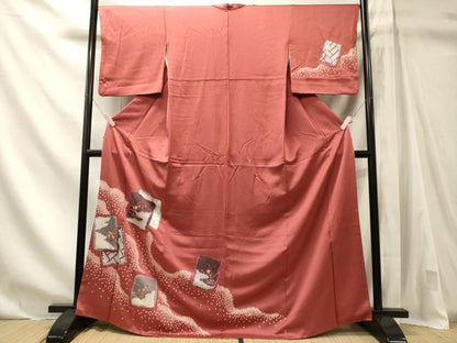 平和屋着物■訪問着　刺繍　絞り　色紙重ね草花文　金彩　正絹　逸品　CABN4408oy