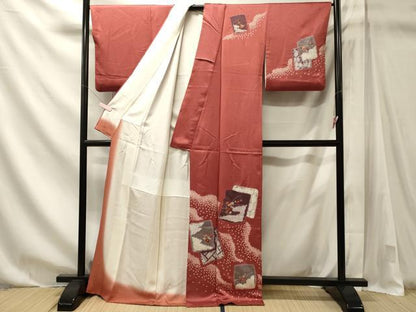 平和屋着物■訪問着　刺繍　絞り　色紙重ね草花文　金彩　正絹　逸品　CABN4408oy