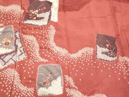 平和屋着物■訪問着　刺繍　絞り　色紙重ね草花文　金彩　正絹　逸品　CABN4408oy