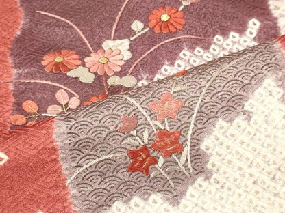 平和屋着物■訪問着　刺繍　絞り　色紙重ね草花文　金彩　正絹　逸品　CABN4408oy
