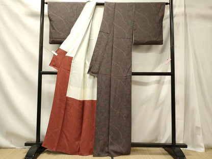平和屋着物■上質な小紋　流線舞花文　正絹　逸品　CABN4412oy