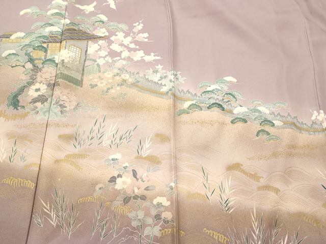 平和屋着物■訪問着　立波飛鶴花松文　暈し染め　金彩　正絹　逸品　CABN4423ou