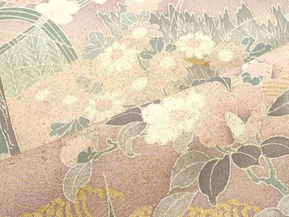 平和屋着物■訪問着　立波飛鶴花松文　暈し染め　金彩　正絹　逸品　CABN4423ou