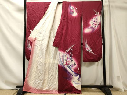 平和屋着物■豪華振袖　花鳥文　暈し染め　金銀彩　正絹　逸品　CABN4433ou