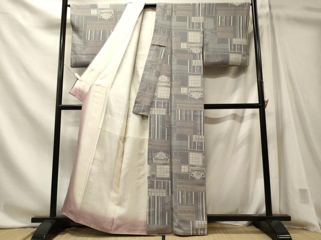 平和屋着物■上質な小紋　風景竹文　正絹　逸品　CABN4435ou