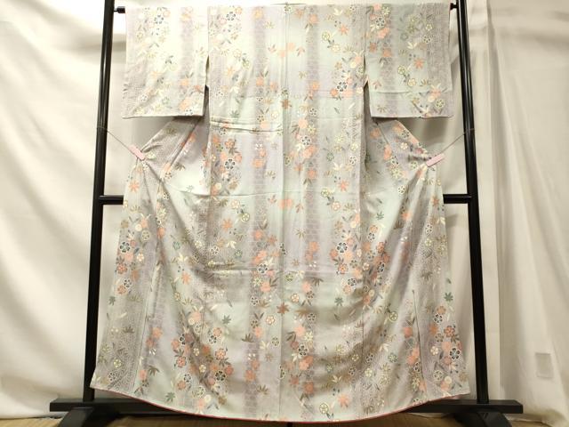 平和屋着物■上質な小紋　草花間道　暈し染め　金彩　正絹　逸品　CABN4441ou