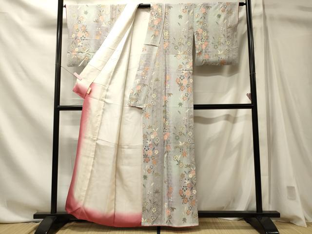 平和屋着物■上質な小紋　草花間道　暈し染め　金彩　正絹　逸品　CABN4441ou