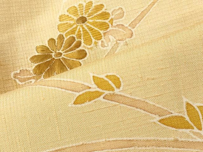 平和屋着物■訪問着　紬地　刺繍　草花文　正絹　逸品　CABN4444ou