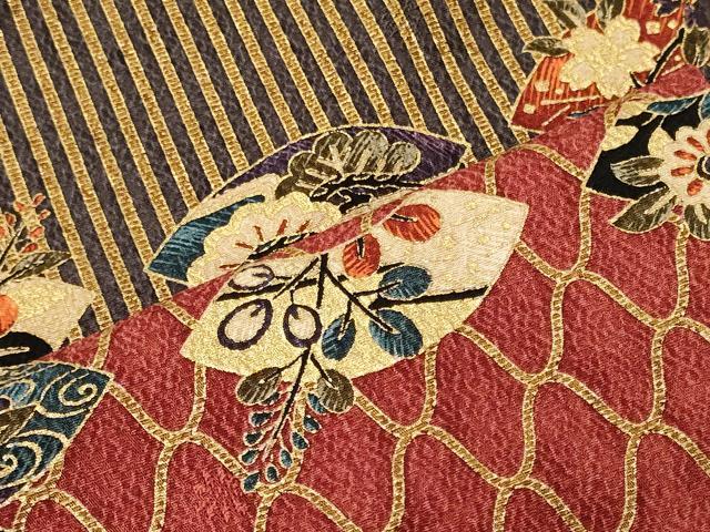 平和屋着物■日本のきもの研究家　三田村環　小紋　吉祥地紙花文　金彩　正絹　逸品　CABN4460oy
