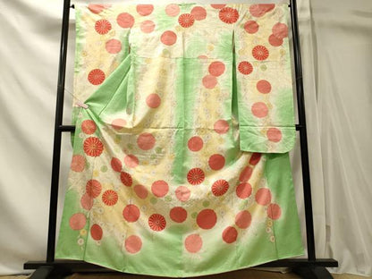 平和屋着物■豪華振袖　駒刺繍　地紙吉祥草花文　暈し染め　金彩　正絹　逸品　CABN4468oy