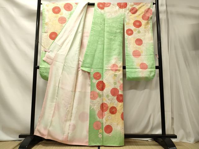 平和屋着物■豪華振袖　駒刺繍　地紙吉祥草花文　暈し染め　金彩　正絹　逸品　CABN4468oy