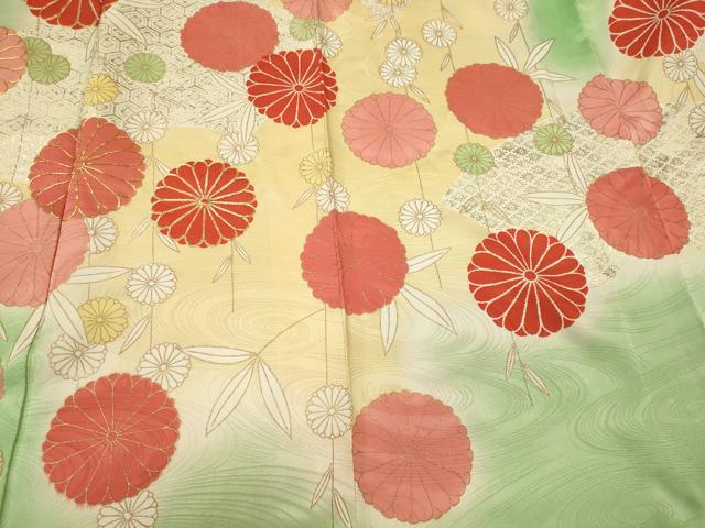 平和屋着物■豪華振袖　駒刺繍　地紙吉祥草花文　暈し染め　金彩　正絹　逸品　CABN4468oy