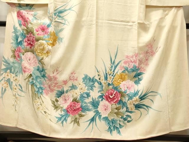 平和屋着物■訪問着　駒刺繍　草花文　金彩　正絹　逸品　CABN4475oy