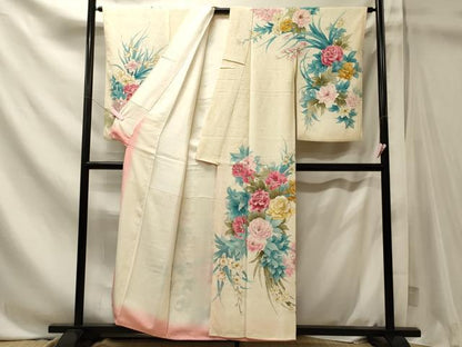平和屋着物■訪問着　駒刺繍　草花文　金彩　正絹　逸品　CABN4475oy