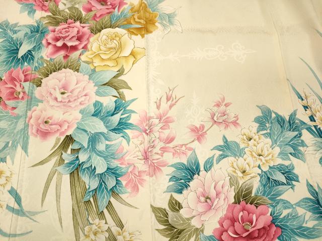 平和屋着物■訪問着　駒刺繍　草花文　金彩　正絹　逸品　CABN4475oy