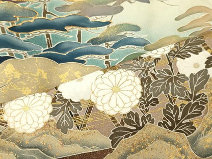 平和屋着物■豪華黒留袖　作家物　駒刺繍　籬花松文　暈し染め　金彩　正絹　逸品　CABN4479oy