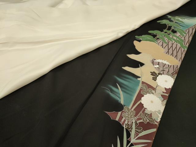 平和屋着物■豪華黒留袖　作家物　駒刺繍　籬花松文　暈し染め　金彩　正絹　逸品　CABN4479oy