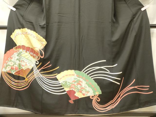 平和屋着物■豪華黒留袖　刺繍　檜扇花松文　金彩　正絹　逸品　CABN4480oy
