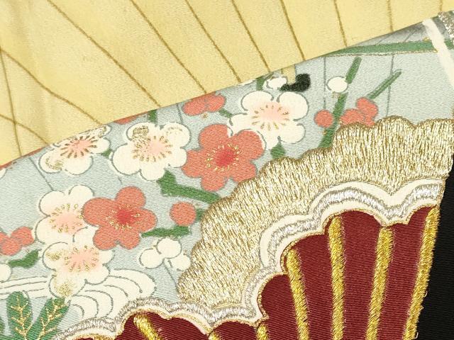 平和屋着物■豪華黒留袖　刺繍　檜扇花松文　金彩　正絹　逸品　CABN4480oy